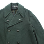 Gloverall 80年代 英国製 ヴィンテージ ダブルブレスト ピーコート L ダークグリーン メルトン ウール 裏地チェック イングランド製