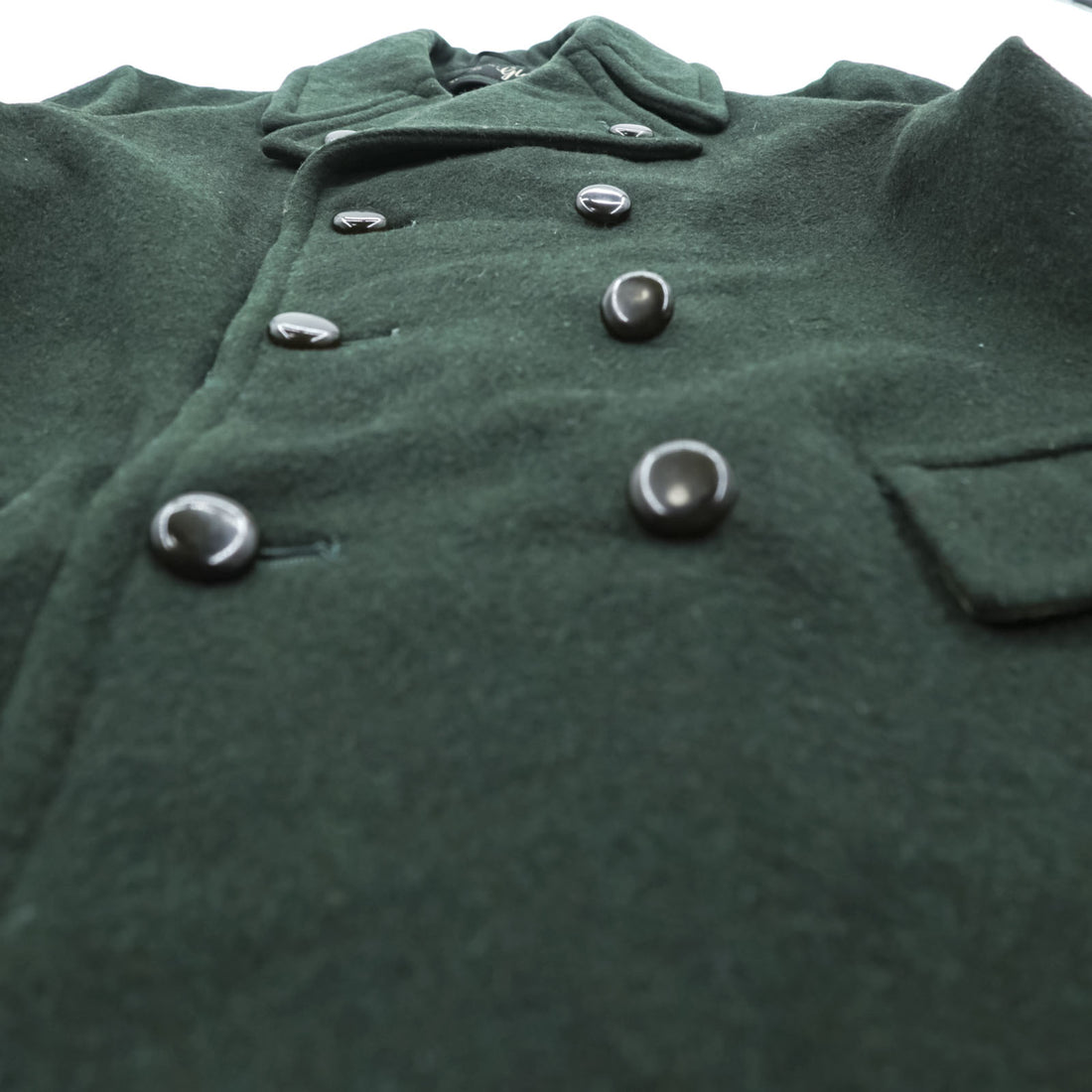 Gloverall 80年代 英国製 ヴィンテージ ダブルブレスト ピーコート L ダークグリーン メルトン ウール 裏地チェック イングランド製