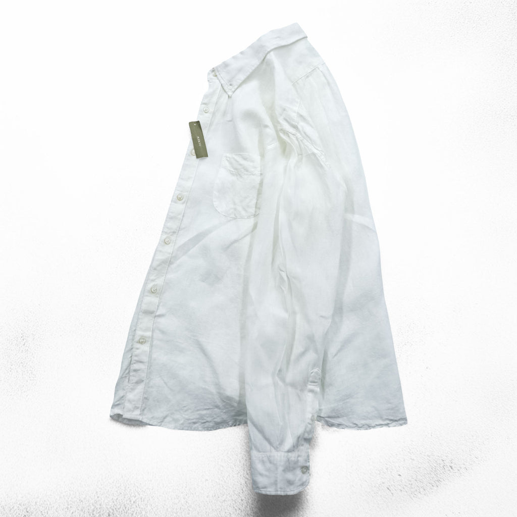J.CREW Irish Linen Button-Down Shirt, Size L, White, Slim Fit, Unused, K7899