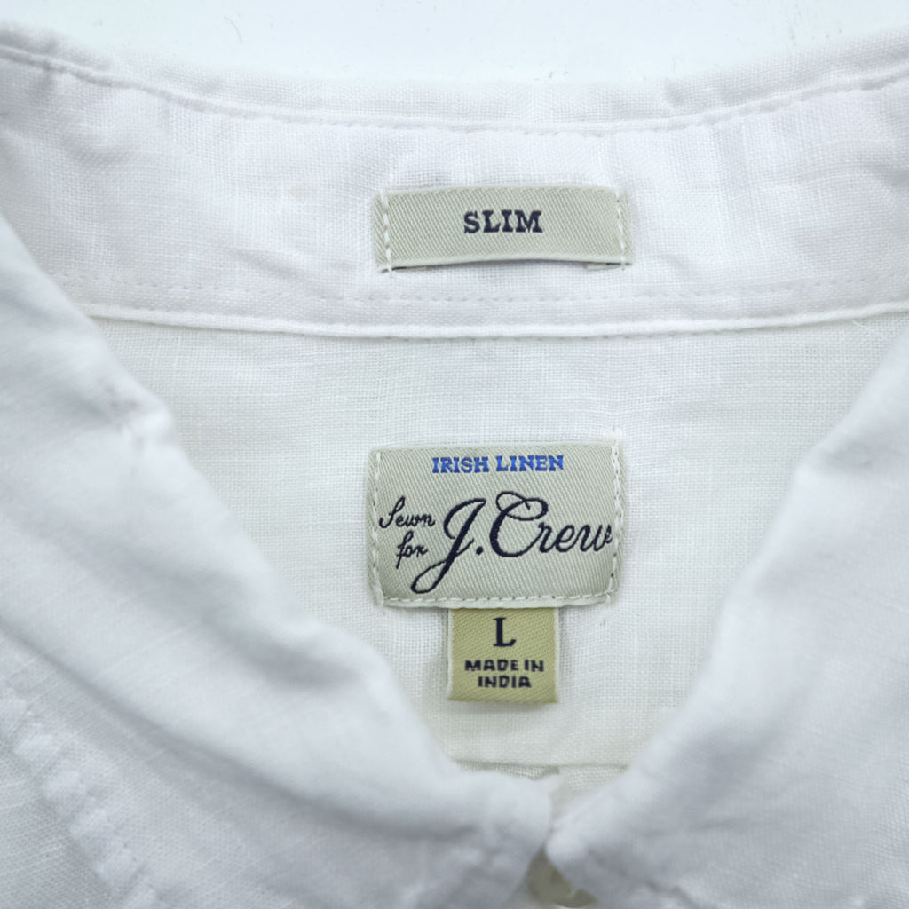 J.CREW Irish Linen Button-Down Shirt, Size L, White, Slim Fit, Unused, K7899