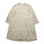 Everlily Beige Linen Blend Shirt Dress Long Button Front Tunic Dress 3/4 Sleeve Pockets Size L Made in India
