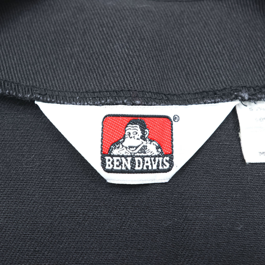 BEN DAVIS USA製 コットンツイル ワークベスト S ブラック スナップボタン チェーンステッチ ロゴ 刺繍