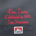 BEN DAVIS USA製 コットンツイル ワークベスト S ブラック スナップボタン チェーンステッチ ロゴ 刺繍