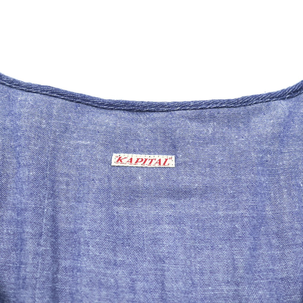 Kapital Indigo Cotton Dress Short Sleeve A-Line Denim Style Made in Japan Size S