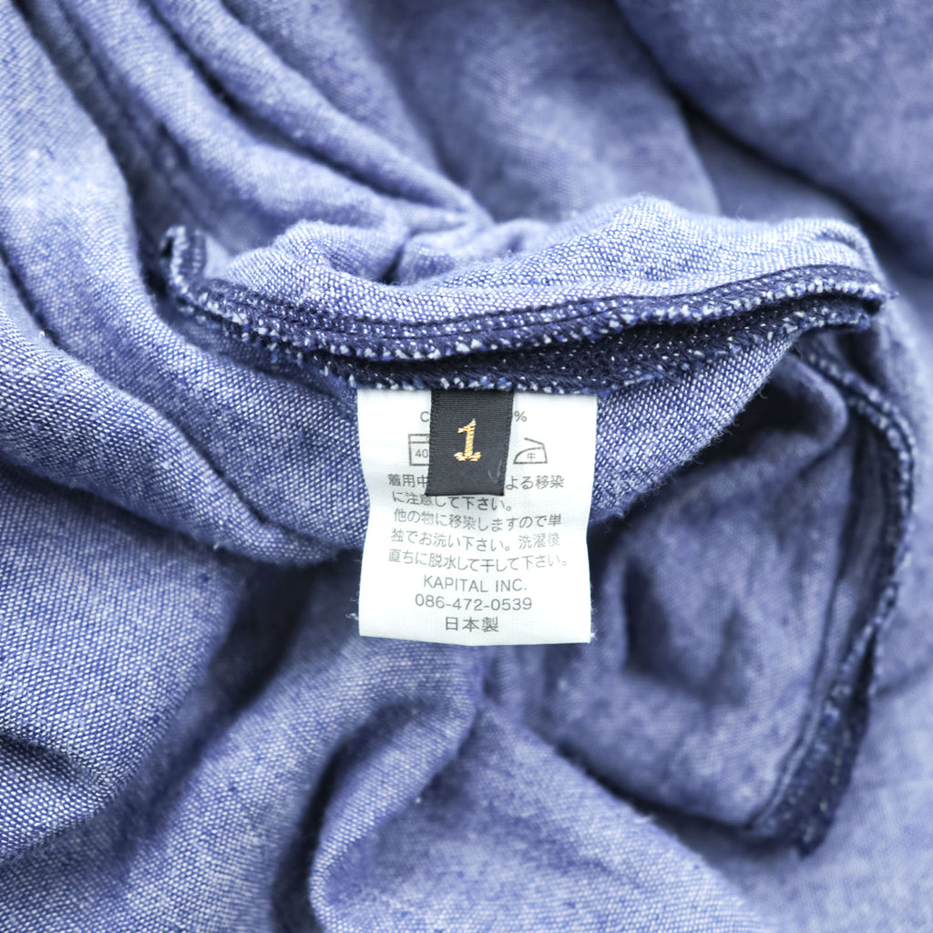 Kapital Indigo Cotton Dress Short Sleeve A-Line Denim Style Made in Japan Size S