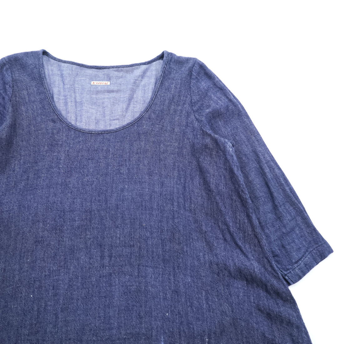 Kapital Indigo Cotton Dress Short Sleeve A-Line Denim Style Made in Japan Size S