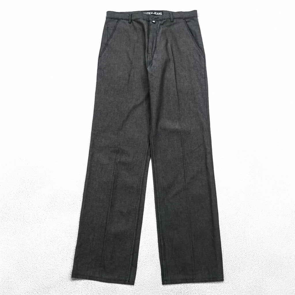 NAUTICA JEANS 90年代 リジッドデニム スラックス パンツ トラウザーズ L グレー センタープレス