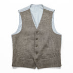 Loro Piana イタリア製 ヘリンボーン ジレ ウールベスト S ブラウン Superfine Wool ストライプ EIDOS NAPOLI