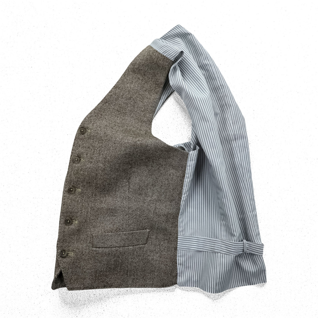 Loro Piana イタリア製 ヘリンボーン ジレ ウールベスト S ブラウン Superfine Wool ストライプ EIDOS NAPOLI
