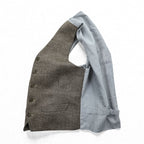 Loro Piana イタリア製 ヘリンボーン ジレ ウールベスト S ブラウン Superfine Wool ストライプ EIDOS NAPOLI