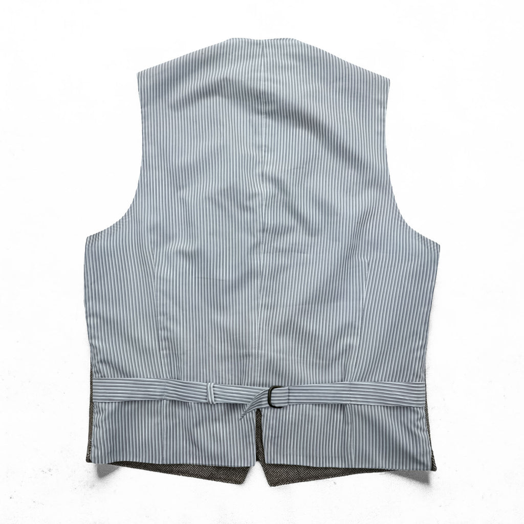 Loro Piana イタリア製 ヘリンボーン ジレ ウールベスト S ブラウン Superfine Wool ストライプ EIDOS NAPOLI