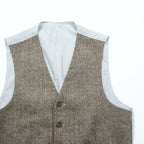 Loro Piana イタリア製 ヘリンボーン ジレ ウールベスト S ブラウン Superfine Wool ストライプ EIDOS NAPOLI