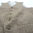 Loro Piana イタリア製 ヘリンボーン ジレ ウールベスト S ブラウン Superfine Wool ストライプ EIDOS NAPOLI