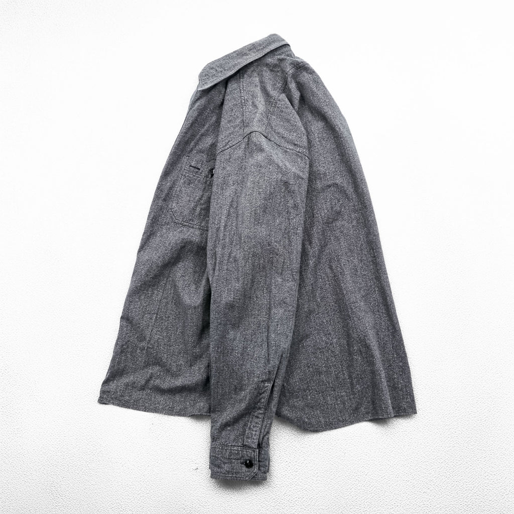 BUZZ RICKSON'S Japan-Made Chambray Work Shirt, Size M, Gray, Cotton Cover, Black Chambray, BR26082
