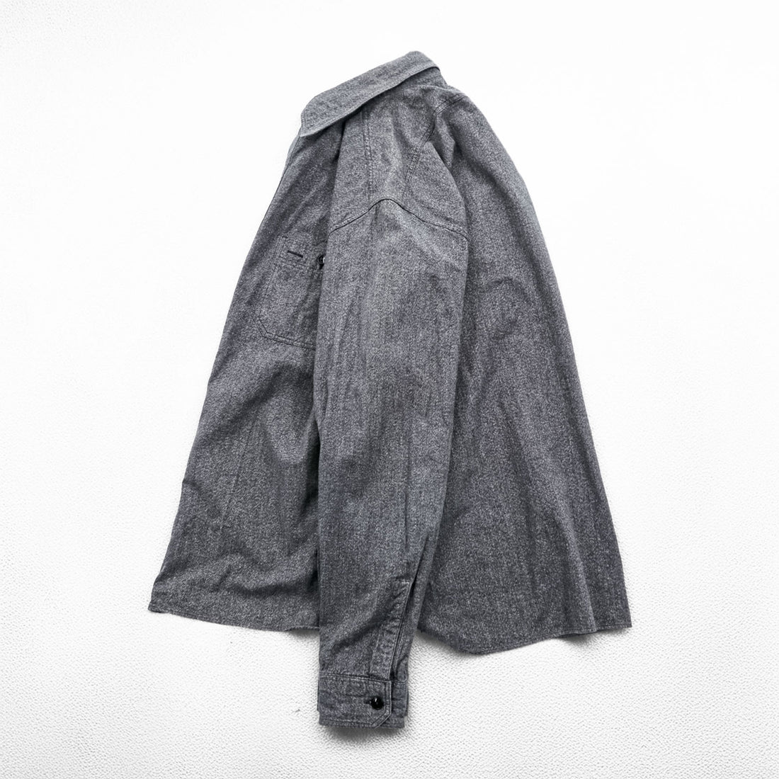BUZZ RICKSON'S Japan-Made Chambray Work Shirt, Size M, Gray, Cotton Cover, Black Chambray, BR26082