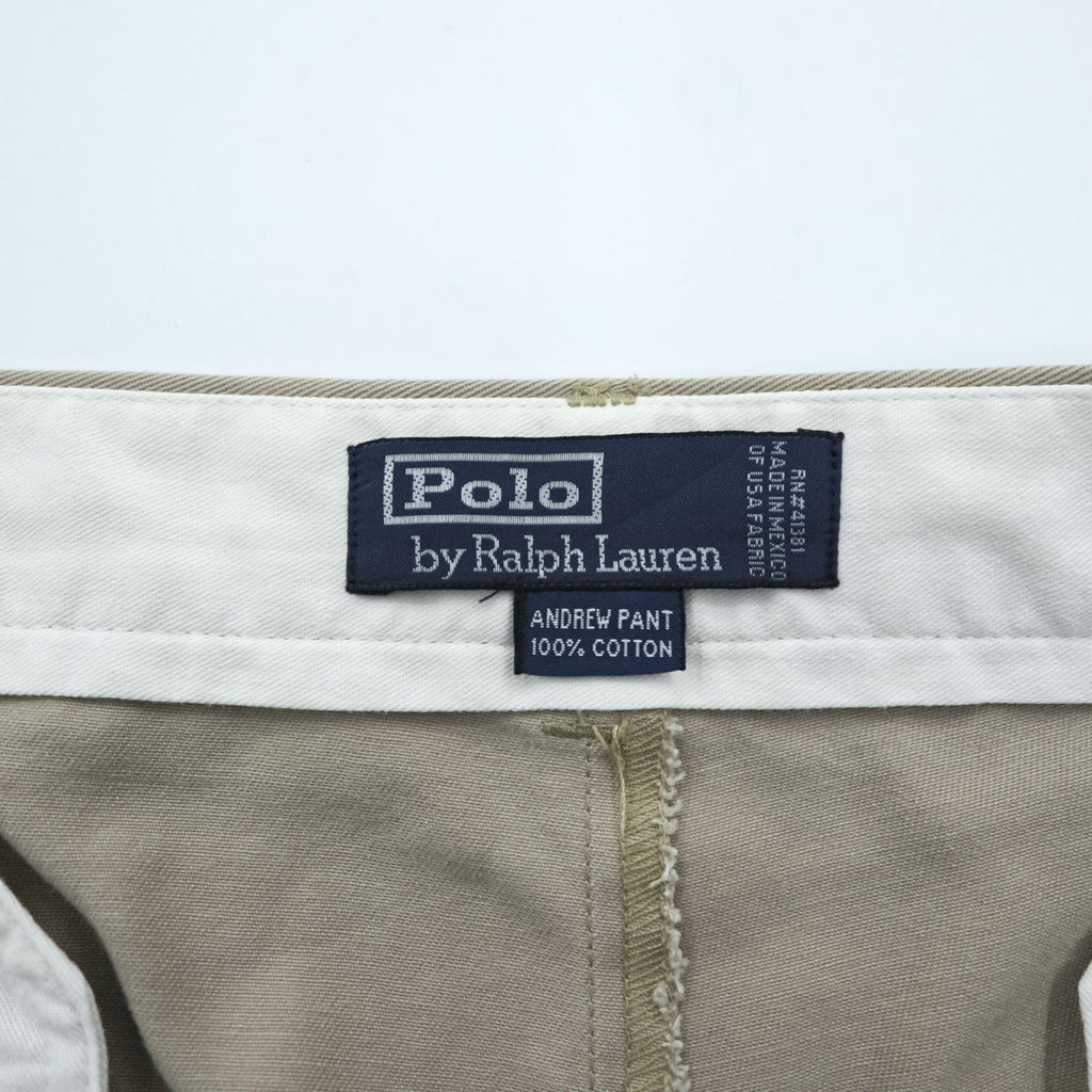 Polo Ralph Lauren 90年代 ポロチノ 2タック ワイド チノパンツ L ベージュ プリーツ ANDREW PANT