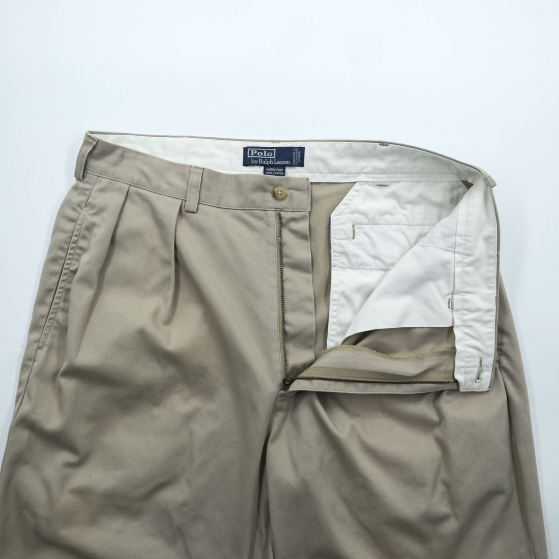 Polo Ralph Lauren 90年代 ポロチノ 2タック ワイド チノパンツ L ベージュ プリーツ ANDREW PANT