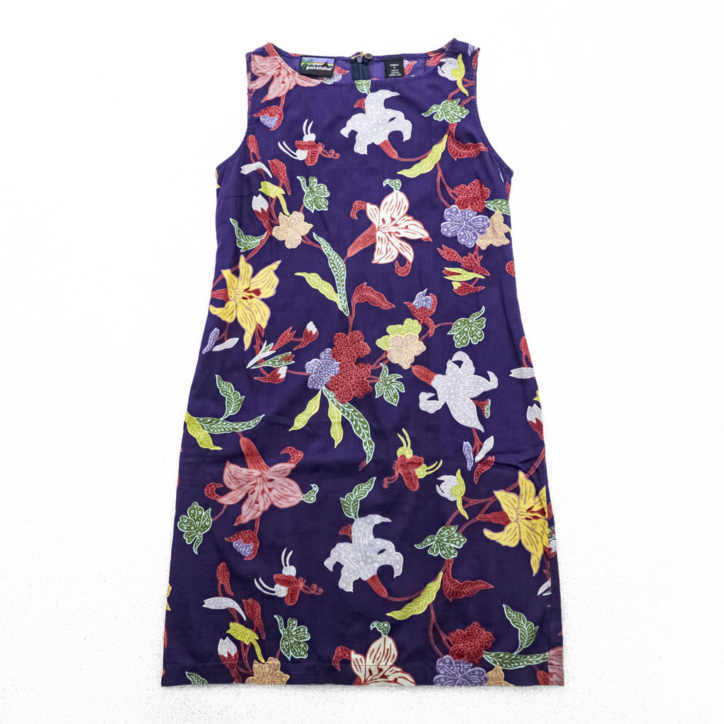 Patagonia Pataloha Women’s Floral Sleeveless Dress Purple Hawaiian Print Size 8 Made in Portugal