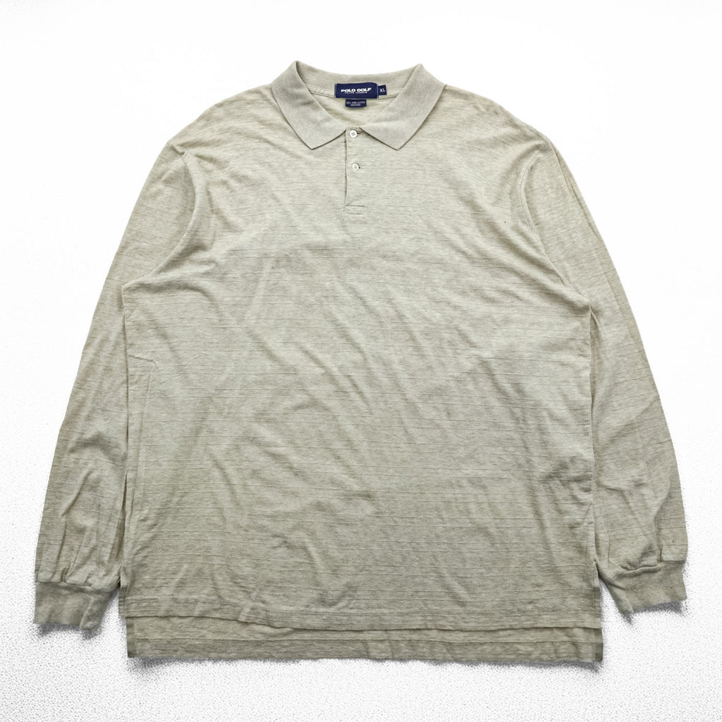 Polo Ralph Lauren 90s Rugby Shirt, Size XL, Beige, Made in Peru, Pima Cotton