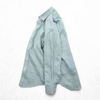 BURBERRY 90s Japan Made Round Collar Shirt M Green/White Checked One-Point Logo Round Neck