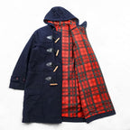 Vintage 70s VAN-JAC- 1970s Japan Made Coat, Size M, Navy, Tartan Checked Lining, Chin Strap, Ivy League/Traditional Style