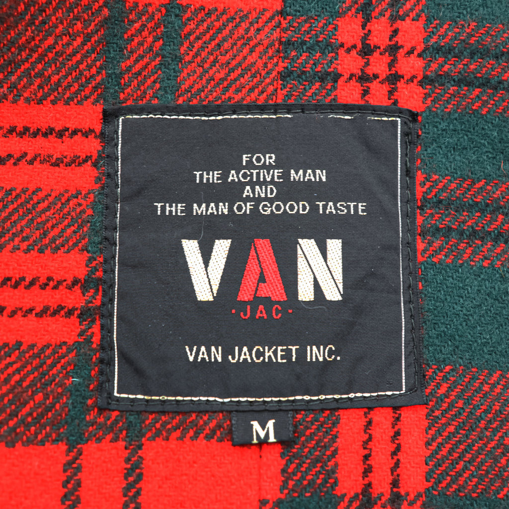 Vintage 70s VAN-JAC- 1970s Japan Made Coat, Size M, Navy, Tartan Checked Lining, Chin Strap, Ivy League/Traditional Style