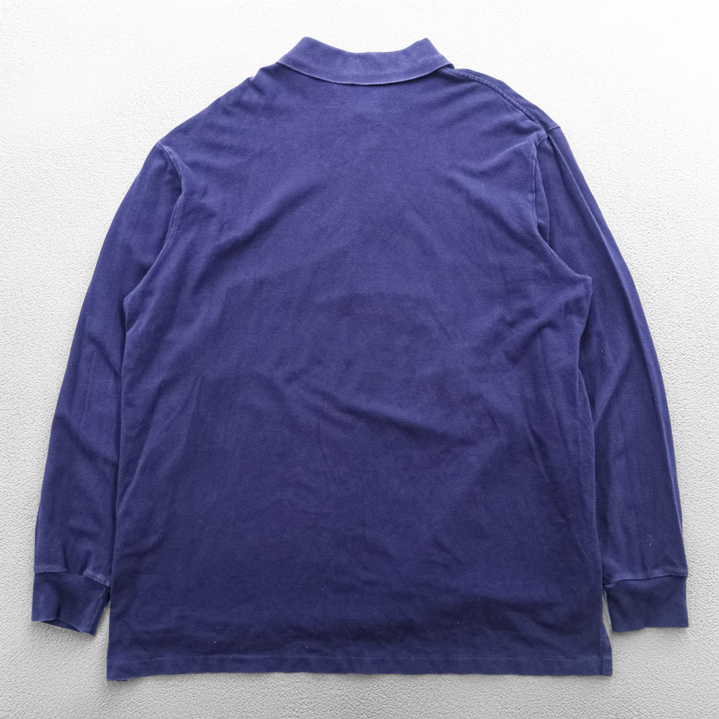 Polo Ralph Lauren 90s Rugby Shirt, Size XL, Navy, Piqué knit, Small Pony embroidery.