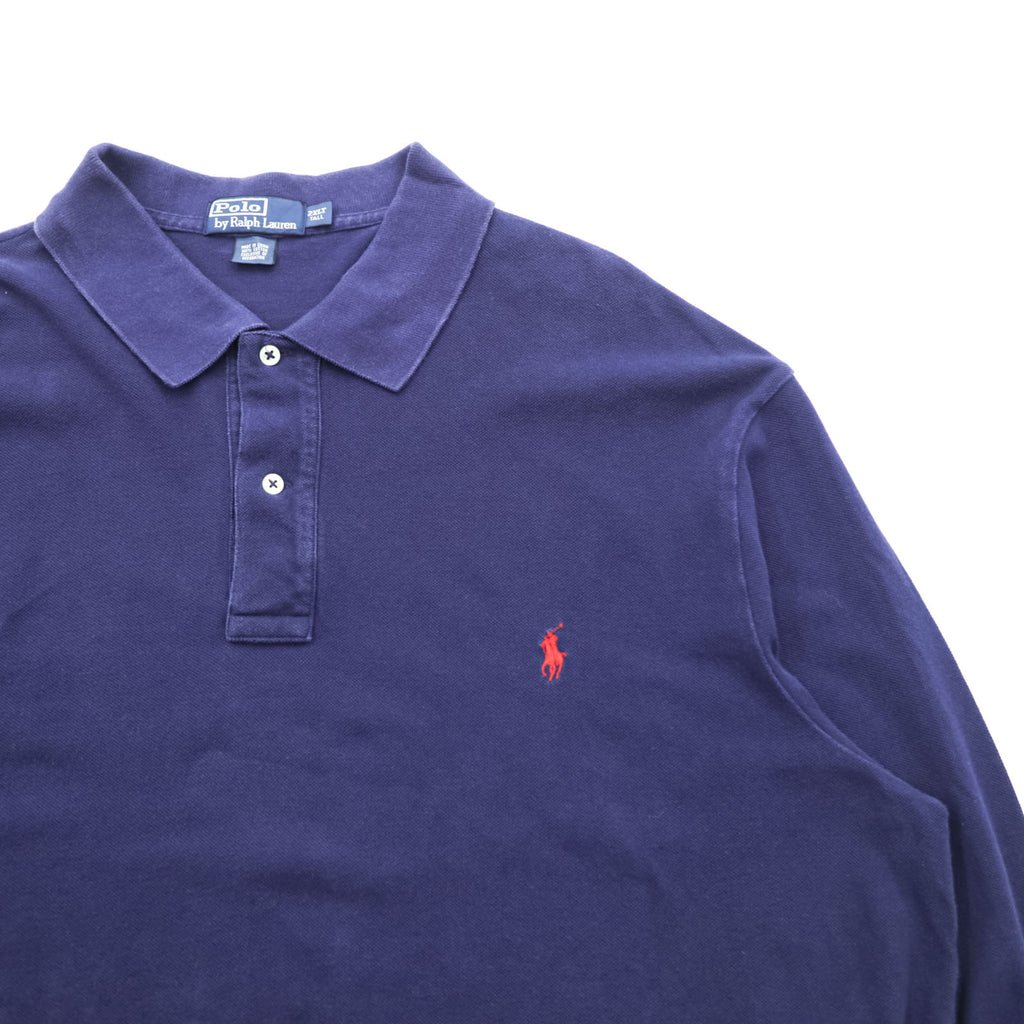 Polo Ralph Lauren 90s Rugby Shirt, Size XL, Navy, Piqué knit, Small Pony embroidery.