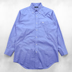BURBERRY button-down shirt, size M, blue, with a single logo accent.