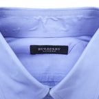 BURBERRY button-down shirt, size M, blue, with a single logo accent.
