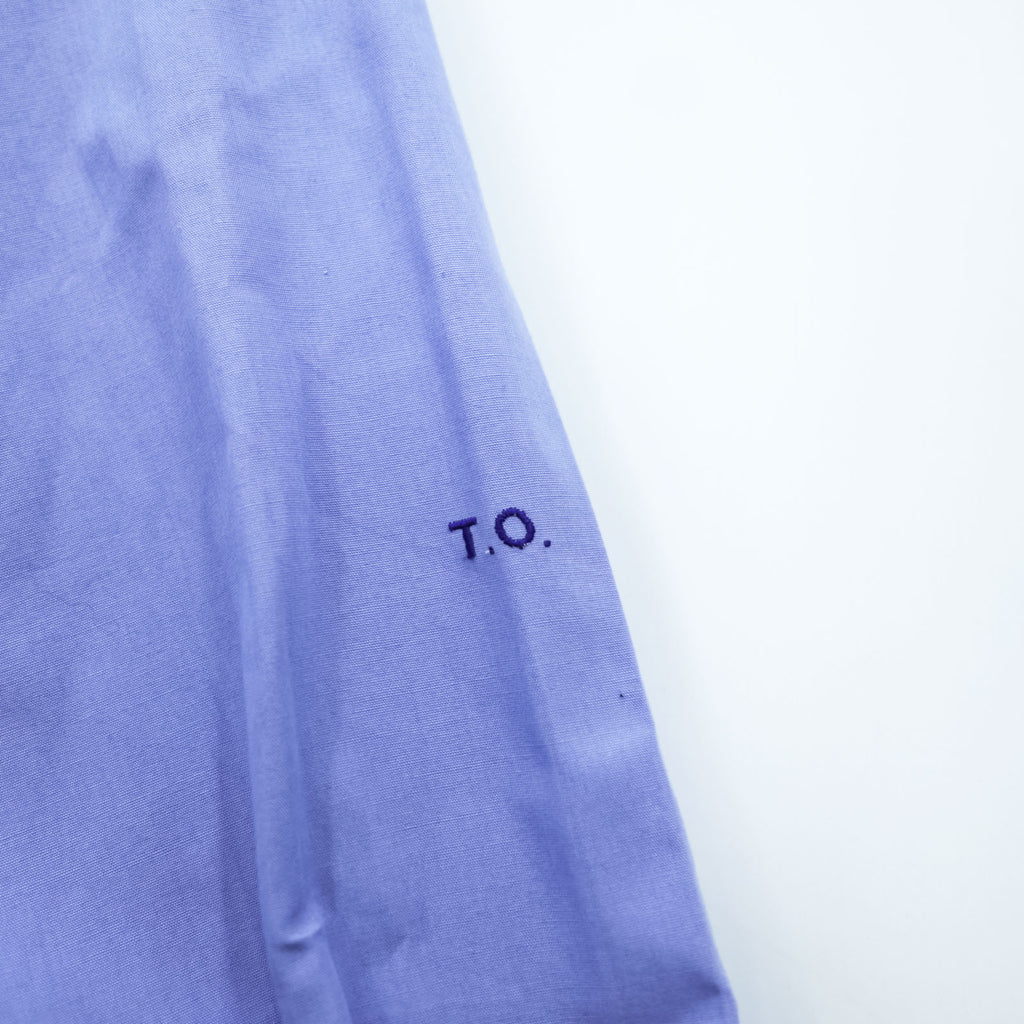 BURBERRY button-down shirt, size M, blue, with a single logo accent.