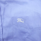 BURBERRY button-down shirt, size M, blue, with a single logo accent.
