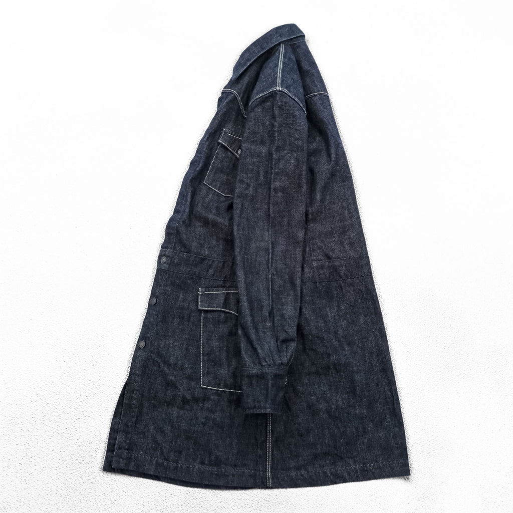 KAPITAL Made in Japan Rigid Denim Shirt Dress ~XS Blue Dark Navy
