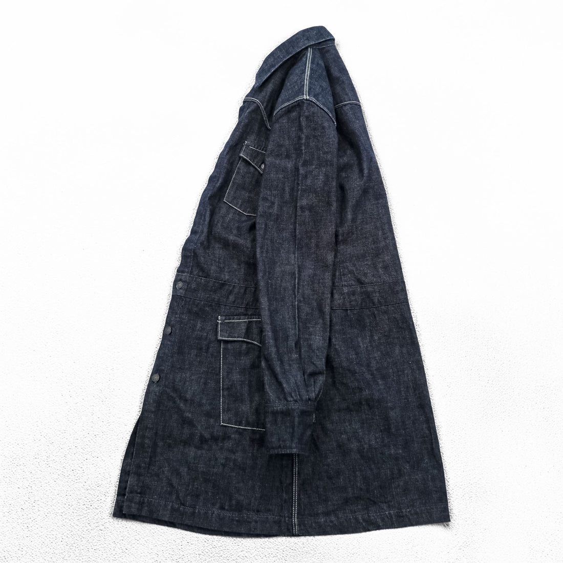 KAPITAL Made in Japan Rigid Denim Shirt Dress ~XS Blue Dark Navy
