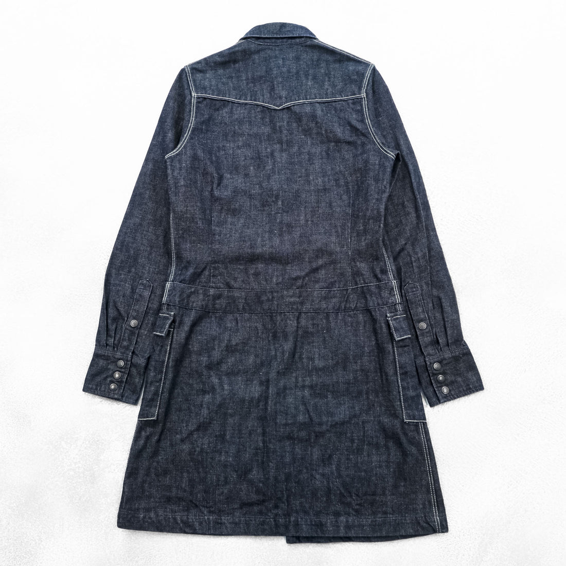 KAPITAL Made in Japan Rigid Denim Shirt Dress ~XS Blue Dark Navy