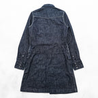 KAPITAL Made in Japan Rigid Denim Shirt Dress ~XS Blue Dark Navy