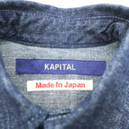 KAPITAL Made in Japan Rigid Denim Shirt Dress ~XS Blue Dark Navy
