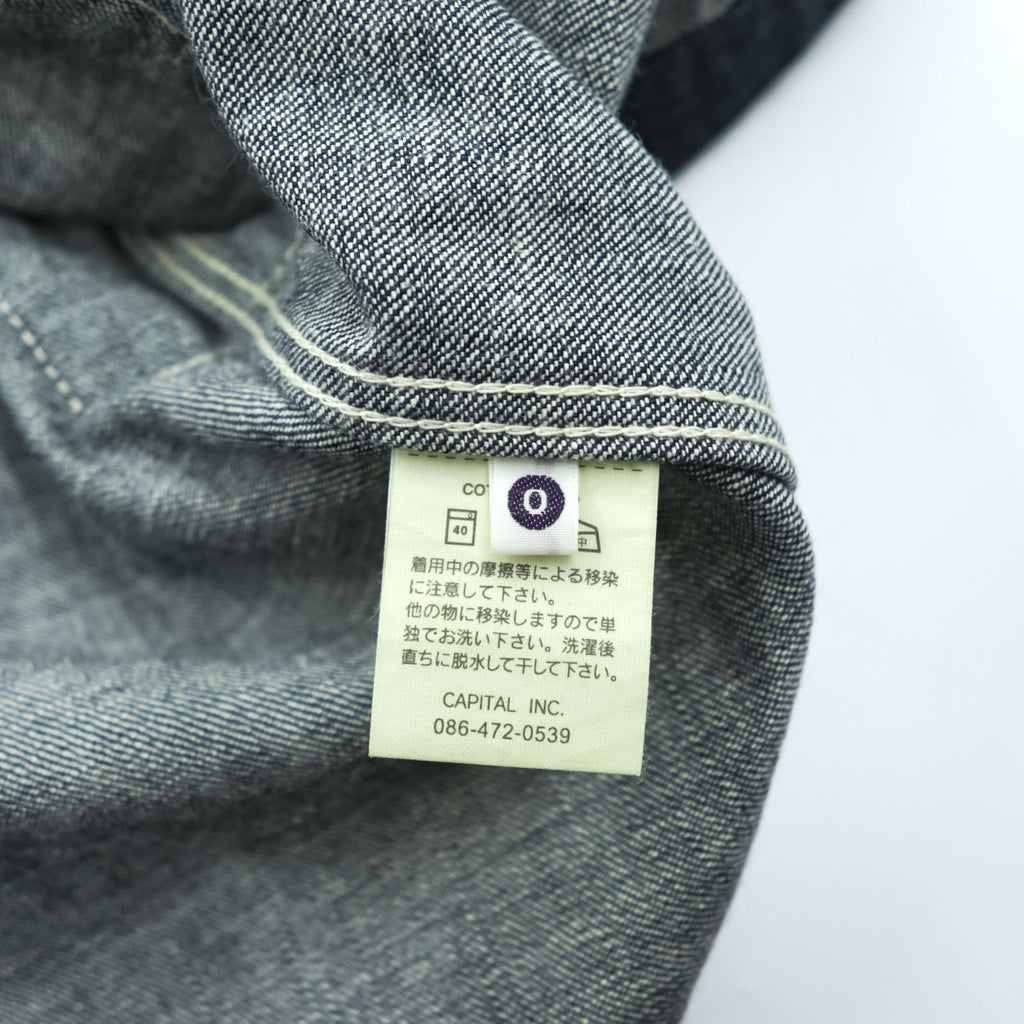 KAPITAL Made in Japan Rigid Denim Shirt Dress ~XS Blue Dark Navy