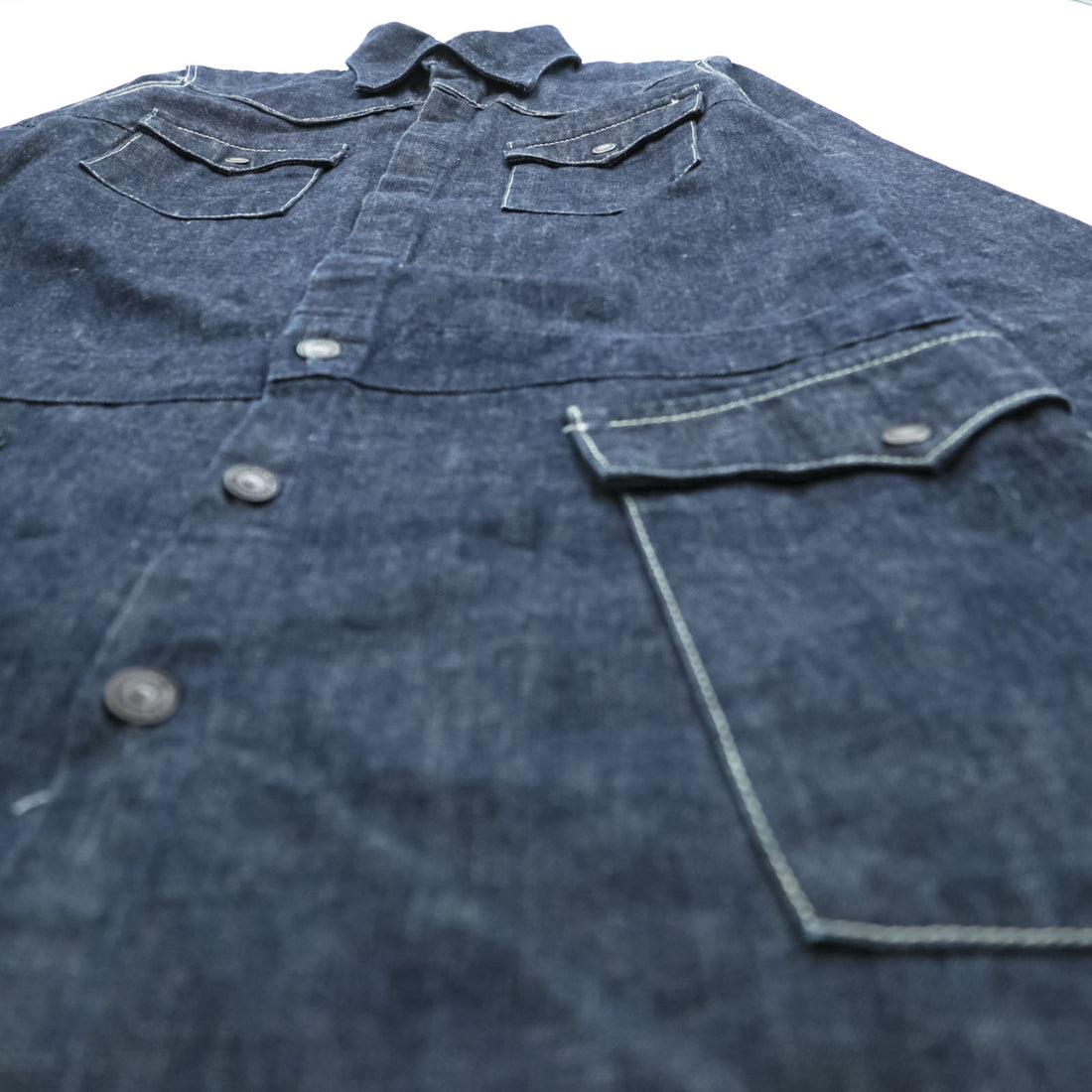 KAPITAL Made in Japan Rigid Denim Shirt Dress ~XS Blue Dark Navy