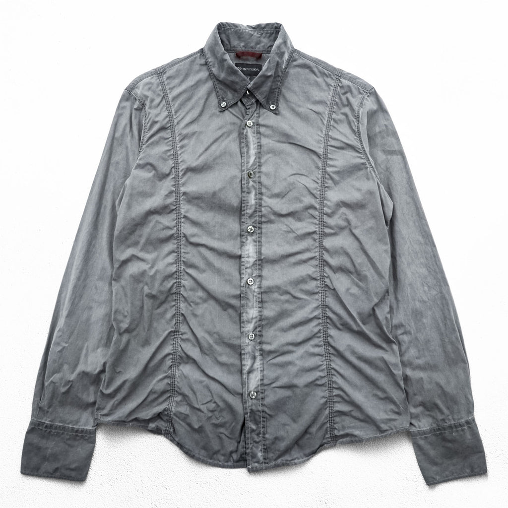 EMPORIO ARMANI Italian-made button-down shirt, size M, gray, vintage finish.