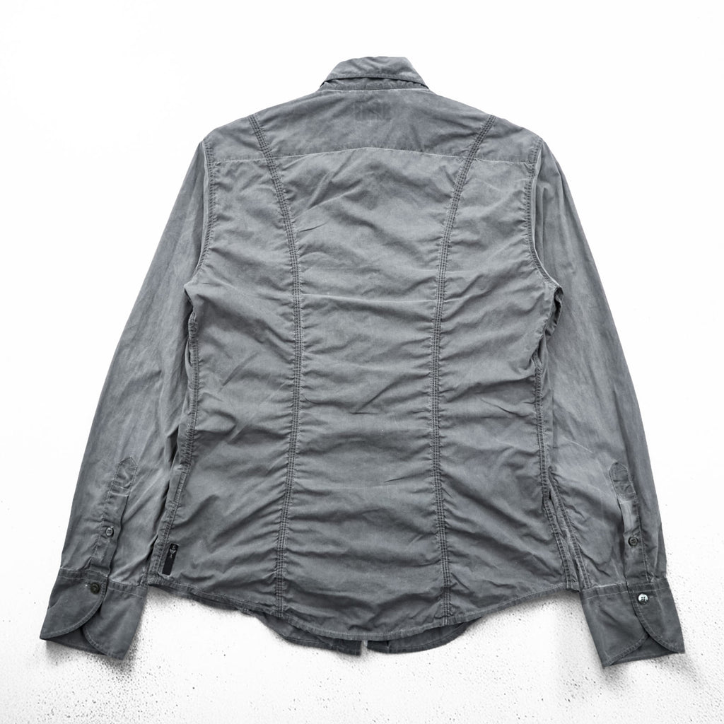 EMPORIO ARMANI Italian-made button-down shirt, size M, gray, vintage finish.