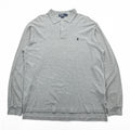 Polo Ralph Lauren 90s Long Sleeve Polo Shirt Rugby Shirt XL Gray Pique Small Pony Embroidery