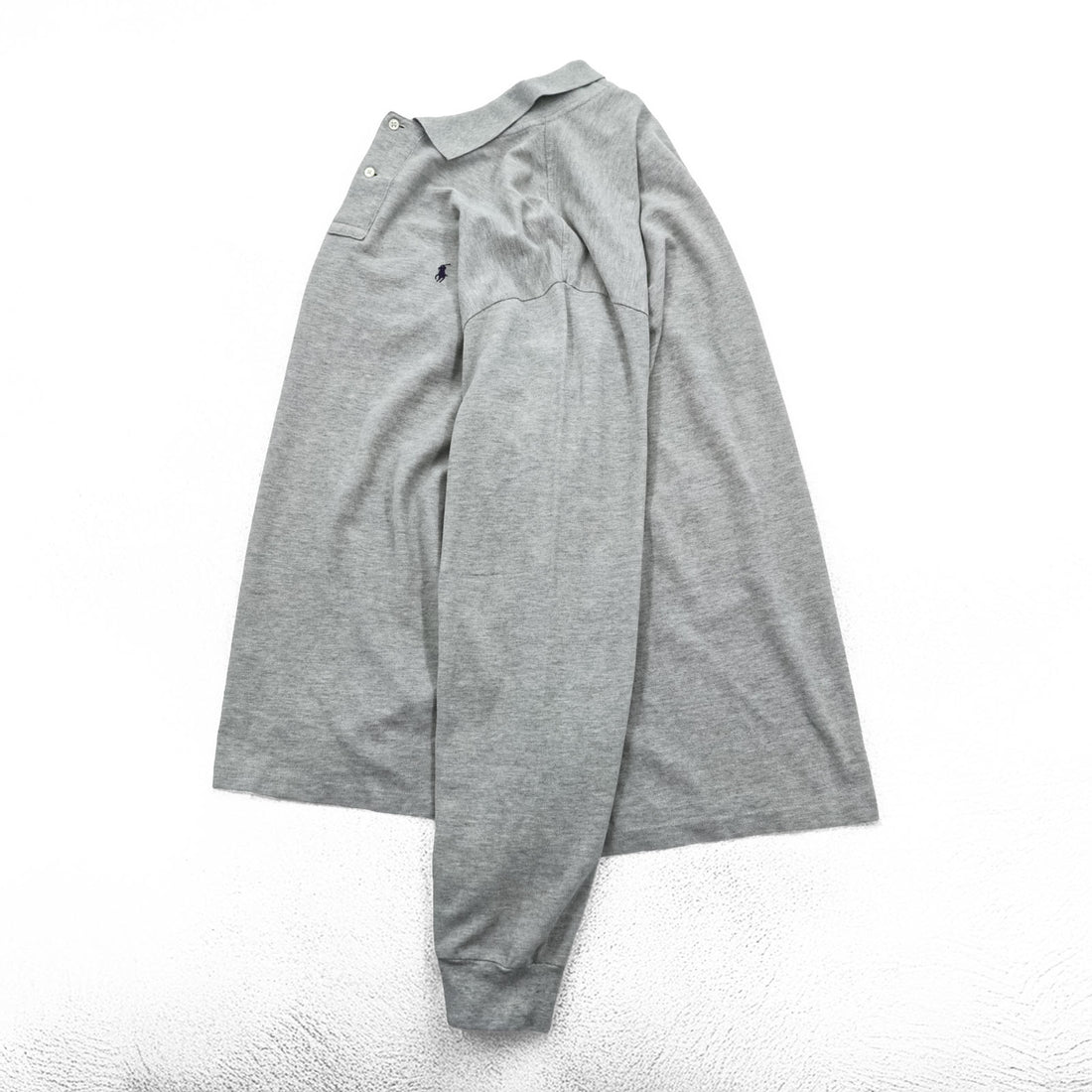 Polo Ralph Lauren 90s Long Sleeve Polo Shirt Rugby Shirt XL Gray Pique Small Pony Embroidery
