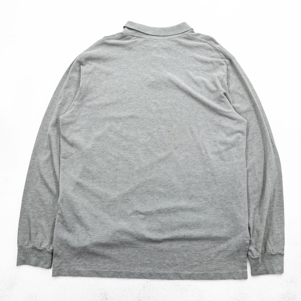 Polo Ralph Lauren 90s Long Sleeve Polo Shirt Rugby Shirt XL Gray Pique Small Pony Embroidery