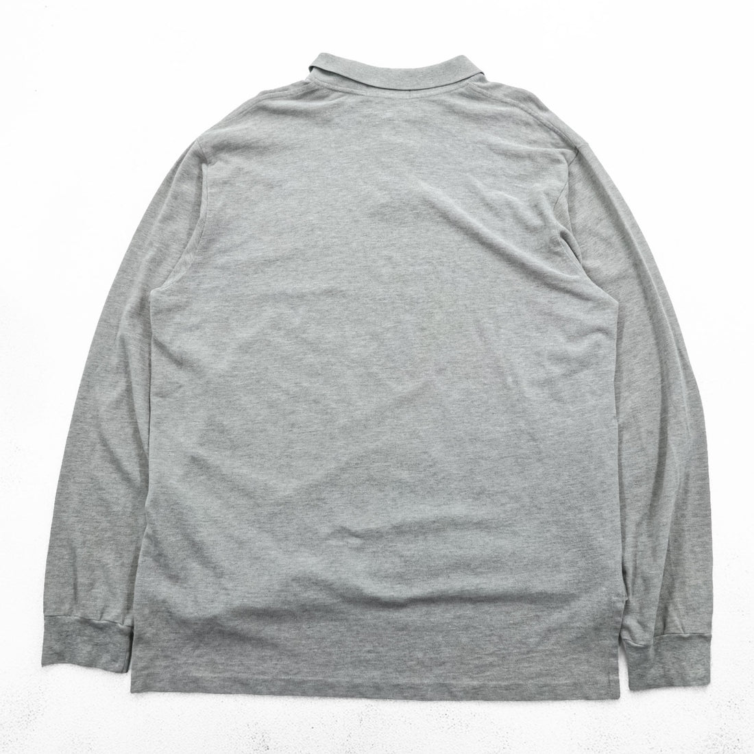 Polo Ralph Lauren 90s Long Sleeve Polo Shirt Rugby Shirt XL Gray Pique Small Pony Embroidery