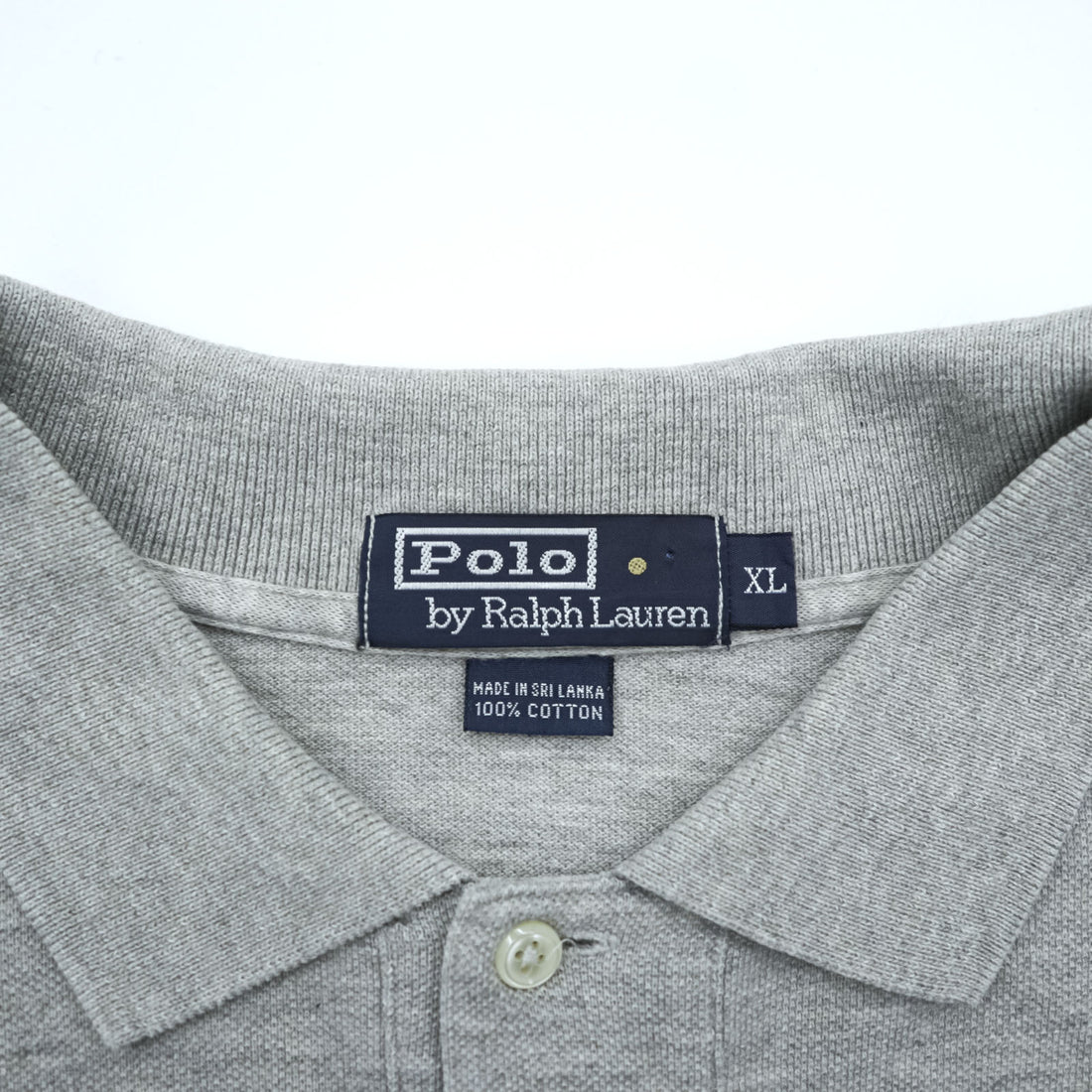 Polo Ralph Lauren 90s Long Sleeve Polo Shirt Rugby Shirt XL Gray Pique Small Pony Embroidery