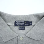 Polo Ralph Lauren 90s Long Sleeve Polo Shirt Rugby Shirt XL Gray Pique Small Pony Embroidery