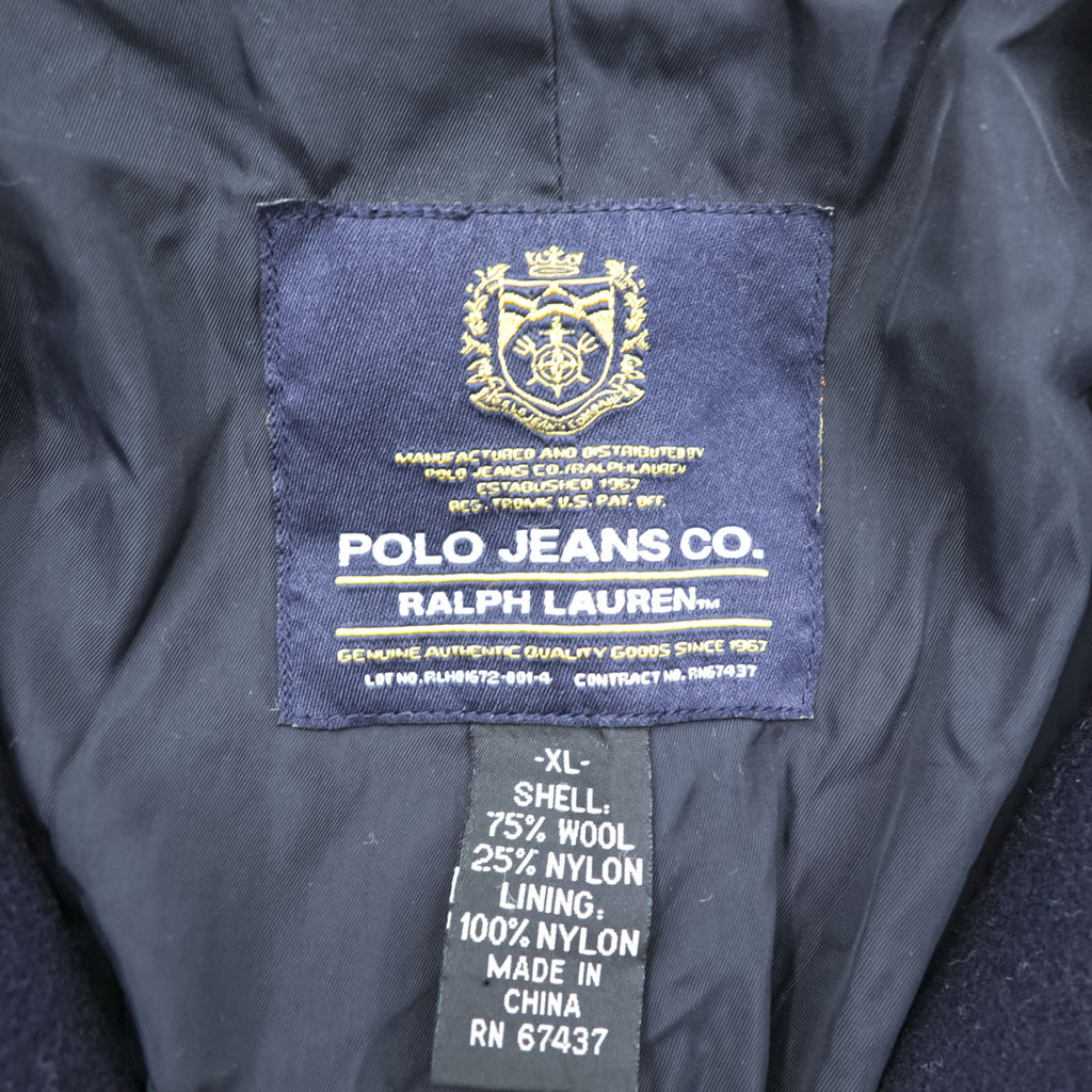 Polo Ralph Lauren 90s Pea Coat XL Navy Melton Wool POLO JEANS CO. RALPH LAUREN