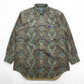 BURBERRY 90s Japan-Made Paisley Pattern Shirt, Size M, Brown/Green, with a single logo.