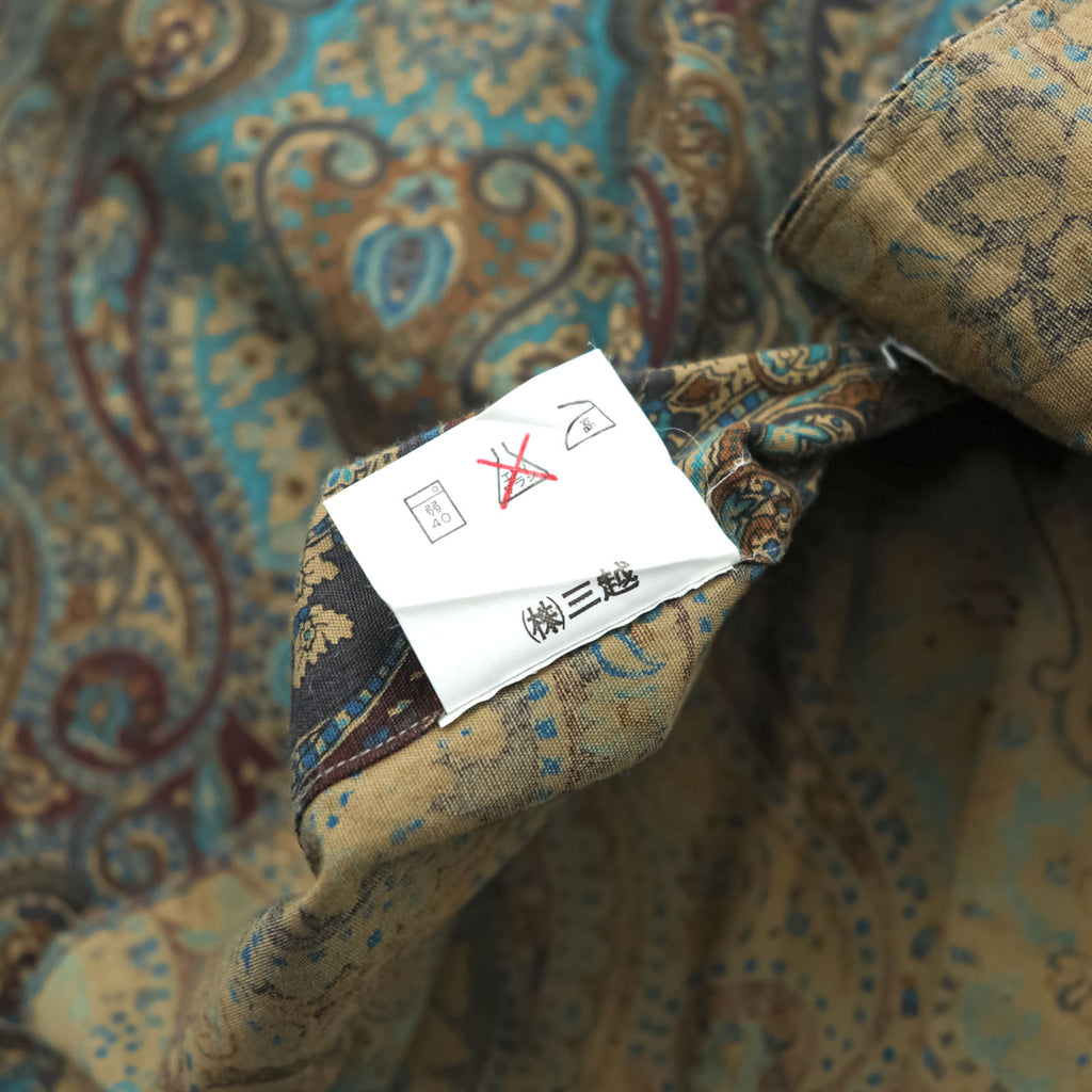 BURBERRY 90s Japan-Made Paisley Pattern Shirt, Size M, Brown/Green, with a single logo.